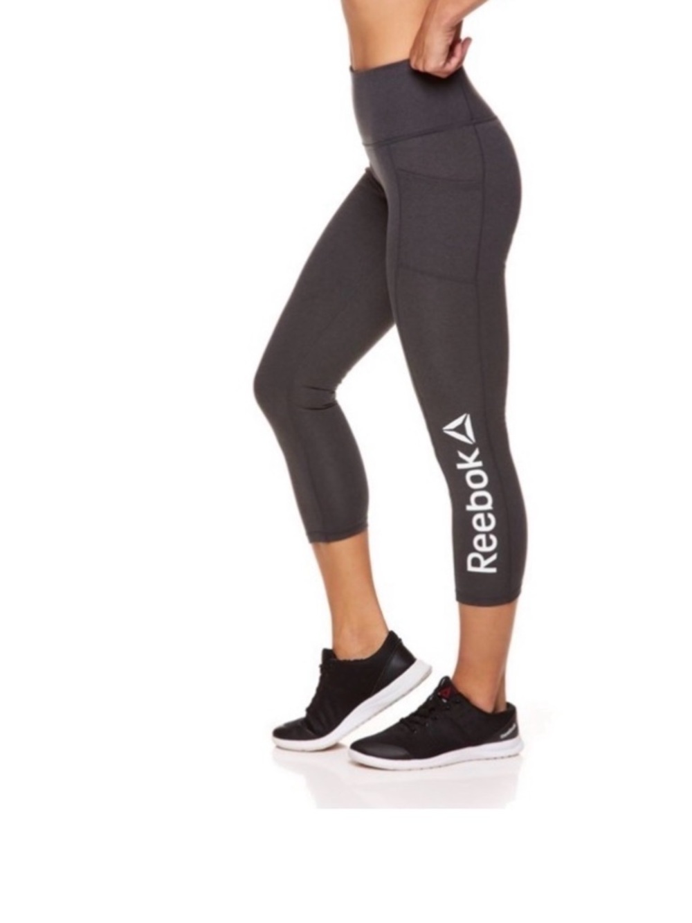 Reebok Gray Heather High-Waist 7/8 Leggings with Side Pocket